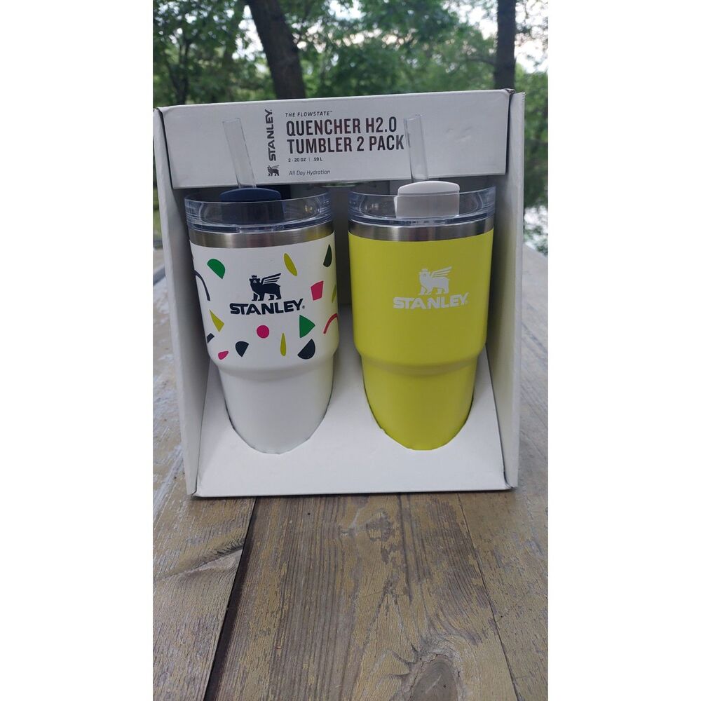 Stanley Quencher H2.0 Tumbler 2 Pack Two 20 oz Abstract Geo / Electric Yellow